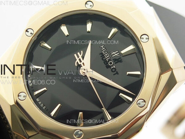 Big BangClassic Fusion Orlinski RG APSF 1:1 Best Edtion Facetd Black Dial on Black Rubber Strap A2892 to HUB1100 - Image 4