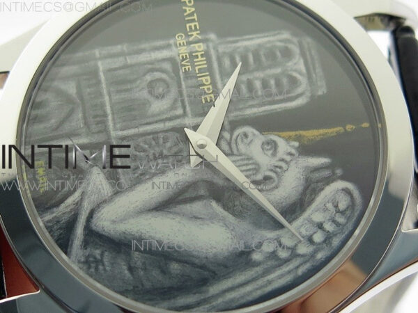 Classic 5077P-102 SS Case FLF Best Edition Real Enamel Dial 3 Black Leather strap Cal.240 - Image 4