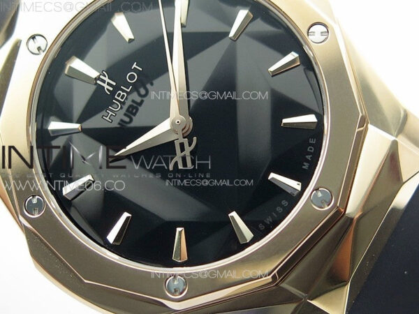 Big BangClassic Fusion Orlinski RG APSF 1:1 Best Edtion Facetd Black Dial on Black Rubber Strap A2892 to HUB1100 - Image 5