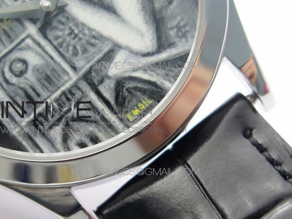 Classic 5077P-102 SS Case FLF Best Edition Real Enamel Dial 3 Black Leather strap Cal.240 - Image 6