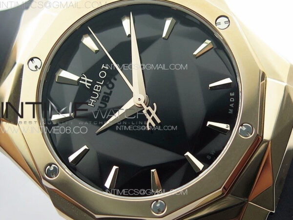 Big BangClassic Fusion Orlinski RG APSF 1:1 Best Edtion Facetd Black Dial on Black Rubber Strap A2892 to HUB1100 - Image 7