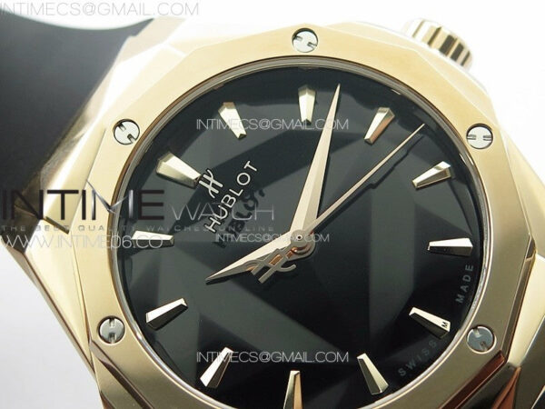 Big BangClassic Fusion Orlinski RG APSF 1:1 Best Edtion Facetd Black Dial on Black Rubber Strap A2892 to HUB1100 - Image 8