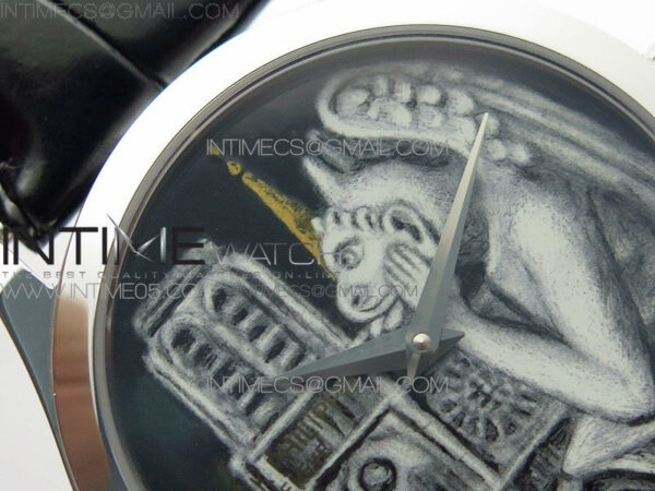 Classic 5077P-102 SS Case FLF Best Edition Real Enamel Dial 3 Black Leather strap Cal.240 - Image 8