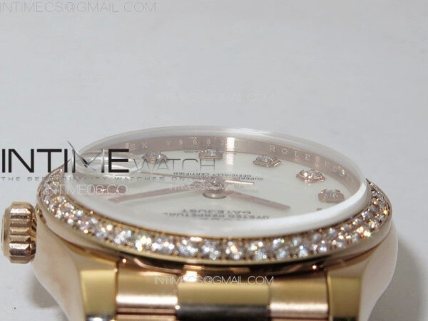 DateJust 31mm RG/Crystals Bezel APSF Best Edition White MOP Dial Crystals Markers on President Bracelet A2824 - Image 10