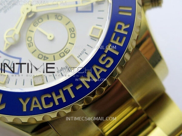 YachtMaster II 116688 Blue Ceramic Bezel YG KF 1:1 Best Edition White Dial on YG Bracelet A7750 - Image 10