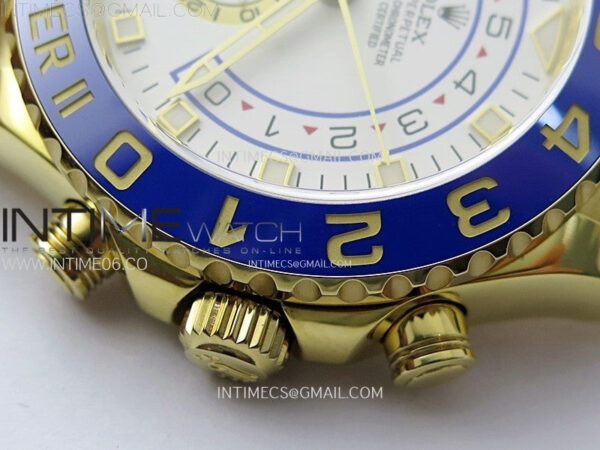 YachtMaster II 116688 Blue Ceramic Bezel YG KF 1:1 Best Edition White Dial on YG Bracelet A7750 - Image 11