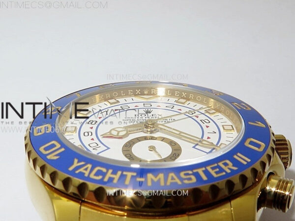YachtMaster II 116688 Blue Ceramic Bezel YG KF 1:1 Best Edition White Dial on YG Bracelet A7750 - Image 12