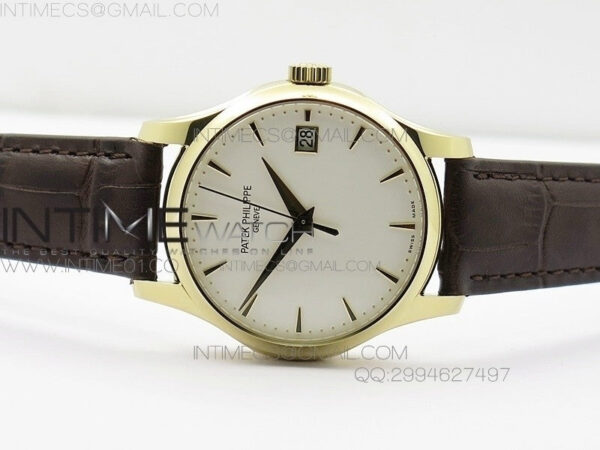 Calatrava 5227 BP Version YG White Dial on Brown Leather Strap Japanese MIYOTA 9015 PP324CS - Image 3
