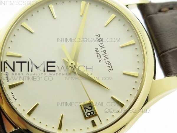 Calatrava 5227 BP Version YG White Dial on Brown Leather Strap Japanese MIYOTA 9015 PP324CS - Image 4