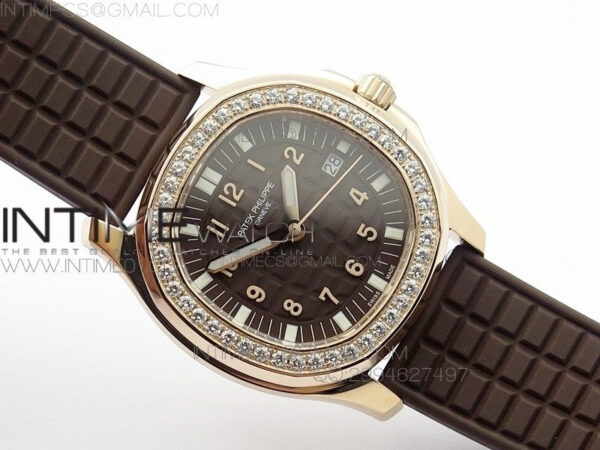 Aquanaut Jumbo RG 1:1 Best Edition Brown Dial on White Brown Strap Ronda Quartz - Image 2