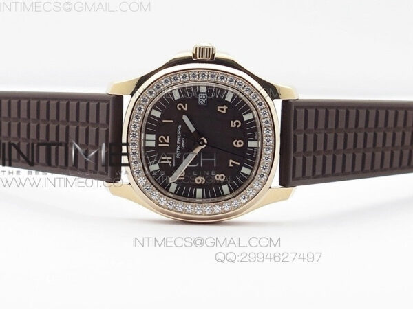 Aquanaut Jumbo RG 1:1 Best Edition Brown Dial on White Brown Strap Ronda Quartz - Image 3