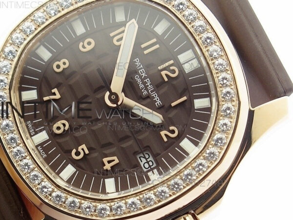 Aquanaut Jumbo RG 1:1 Best Edition Brown Dial on White Brown Strap Ronda Quartz - Image 4