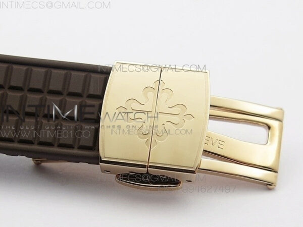 Aquanaut Jumbo RG 1:1 Best Edition Brown Dial on White Brown Strap Ronda Quartz - Image 7