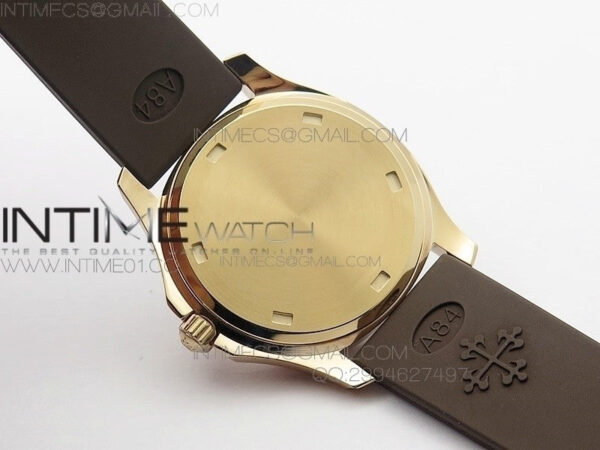 Aquanaut Jumbo RG 1:1 Best Edition Brown Dial on White Brown Strap Ronda Quartz - Image 10