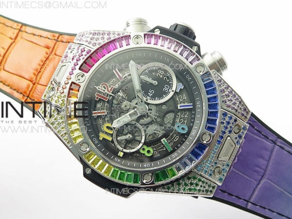 Big Bang Unico Rainbow King SS 45mm ZF 1:1 Best Edition on Rainbow Gummy Strap A1242 - Image 2