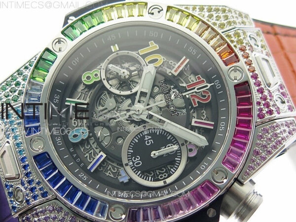 Big Bang Unico Rainbow King SS 45mm ZF 1:1 Best Edition on Rainbow Gummy Strap A1242 - Image 4