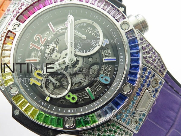 Big Bang Unico Rainbow King SS 45mm ZF 1:1 Best Edition on Rainbow Gummy Strap A1242 - Image 6