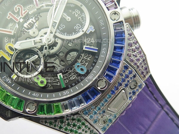 Big Bang Unico Rainbow King SS 45mm ZF 1:1 Best Edition on Rainbow Gummy Strap A1242 - Image 7