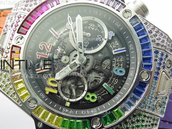 Big Bang Unico Rainbow King SS 45mm ZF 1:1 Best Edition on Rainbow Gummy Strap A1242 - Image 8