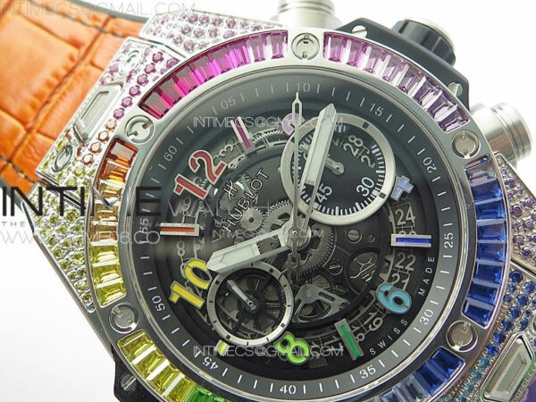 Big Bang Unico Rainbow King SS 45mm ZF 1:1 Best Edition on Rainbow Gummy Strap A1242 - Image 9