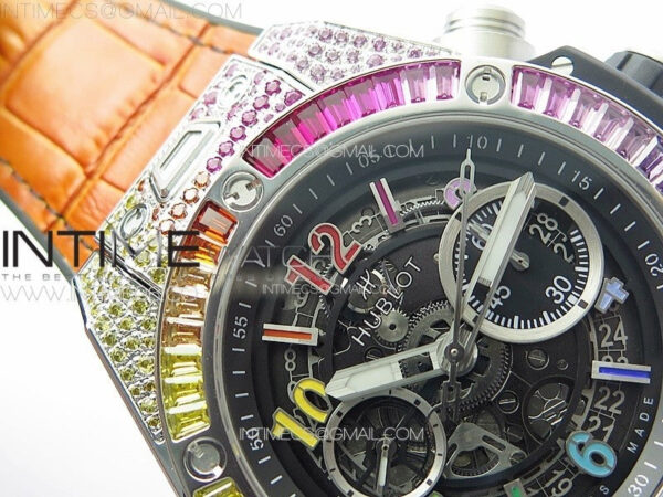 Big Bang Unico Rainbow King SS 45mm ZF 1:1 Best Edition on Rainbow Gummy Strap A1242 - Image 10
