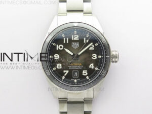 Autavia WBE5116 42mm SS TAR 1:1 Best Edition Black Ceramic bezel Gray Dial on SS Bracelet SW200