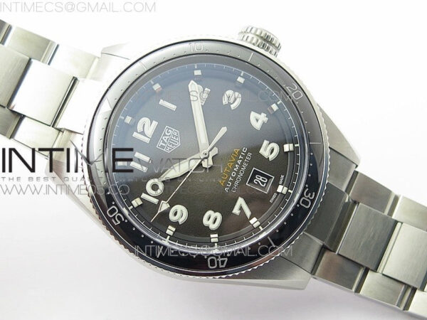 Autavia WBE5116 42mm SS TAR 1:1 Best Edition Black Ceramic bezel Gray Dial on SS Bracelet SW200 - Image 2