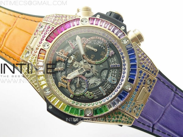 Big Bang Unico Rainbow King RG 45mm ZF 1:1 Best Edition on Rainbow Gummy Strap A1242 - Image 2