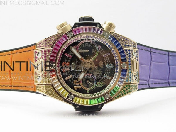 Big Bang Unico Rainbow King RG 45mm ZF 1:1 Best Edition on Rainbow Gummy Strap A1242 - Image 3