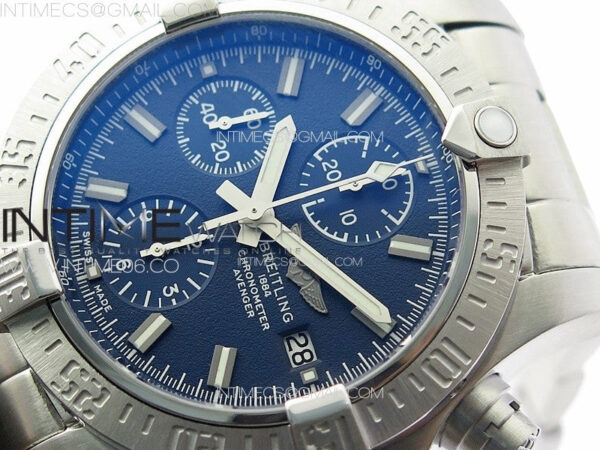 Avenger Chrono SS White Second hand B50 Blue Dial on SS Bracelet A7750 - Image 4