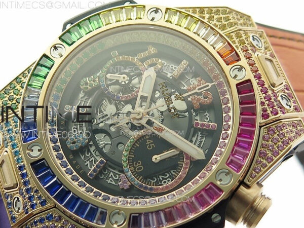 Big Bang Unico Rainbow King RG 45mm ZF 1:1 Best Edition on Rainbow Gummy Strap A1242 - Image 4