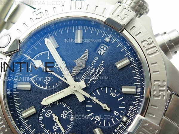 Avenger Chrono SS White Second hand B50 Blue Dial on SS Bracelet A7750 - Image 5