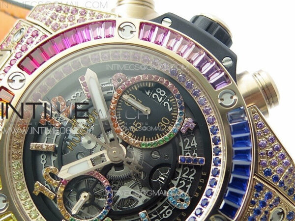 Big Bang Unico Rainbow King RG 45mm ZF 1:1 Best Edition on Rainbow Gummy Strap A1242 - Image 5