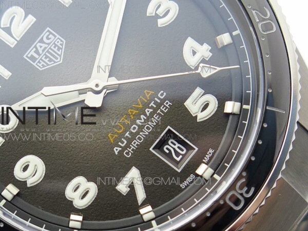 Autavia WBE5116 42mm SS TAR 1:1 Best Edition Black Ceramic bezel Gray Dial on SS Bracelet SW200 - Image 5