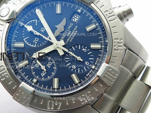 Avenger Chrono SS White Second hand B50 Blue Dial on SS Bracelet A7750 - Image 6