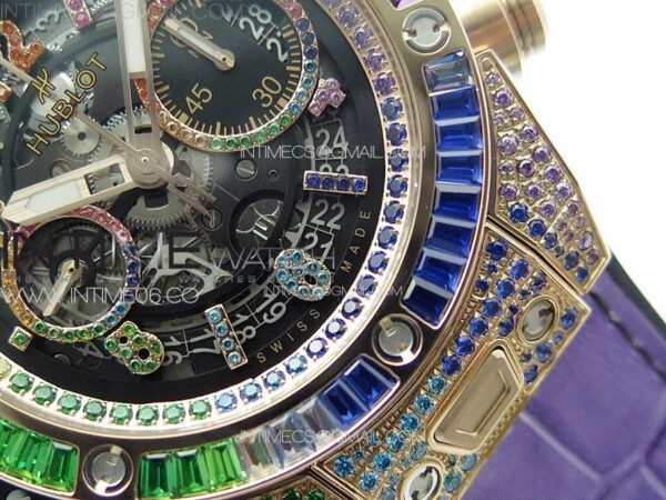Big Bang Unico Rainbow King RG 45mm ZF 1:1 Best Edition on Rainbow Gummy Strap A1242 - Image 7
