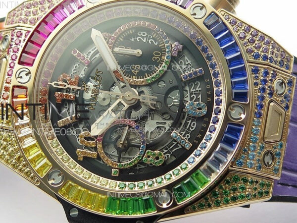 Big Bang Unico Rainbow King RG 45mm ZF 1:1 Best Edition on Rainbow Gummy Strap A1242 - Image 8