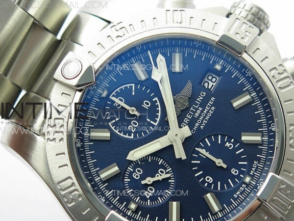 Avenger Chrono SS White Second hand B50 Blue Dial on SS Bracelet A7750 - Image 9