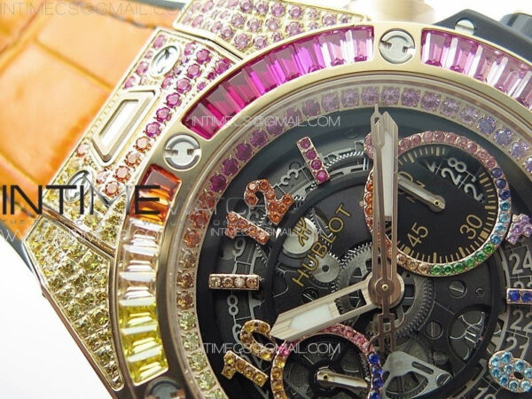 Big Bang Unico Rainbow King RG 45mm ZF 1:1 Best Edition on Rainbow Gummy Strap A1242 - Image 10