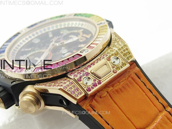 Big Bang Unico Rainbow King RG 45mm ZF 1:1 Best Edition on Rainbow Gummy Strap A1242 - Image 11
