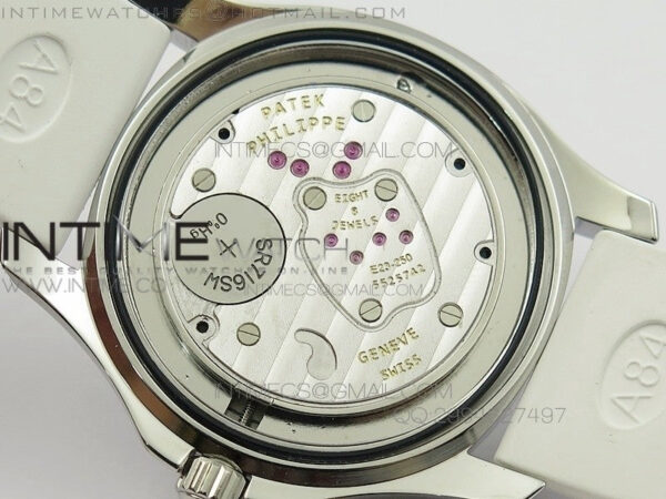 Aquanaut Jumbo SS 1:1 Best Edition White Dial on White Rubber Strap Ronda Quartz - Image 4