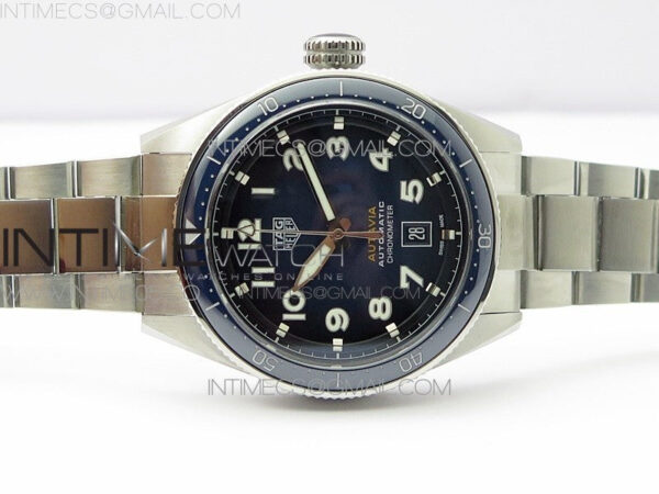 Autavia WBE5116 42mm SS TAR 1:1 Best Edition Blue Ceramic bezel Blue Dial on SS Bracelet SW200 - Image 3