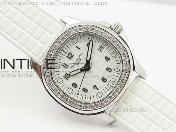 Aquanaut Jumbo SS 1:1 Best Edition White Dial on White Rubber Strap Ronda Quartz - Image 6