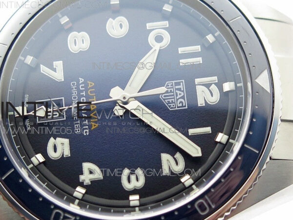 Autavia WBE5116 42mm SS TAR 1:1 Best Edition Blue Ceramic bezel Blue Dial on SS Bracelet SW200 - Image 4