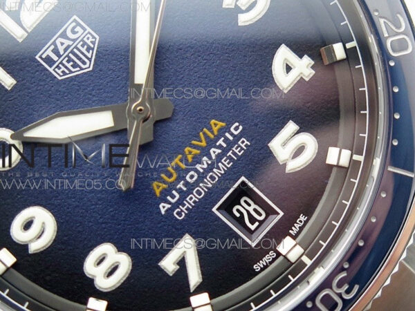 Autavia WBE5116 42mm SS TAR 1:1 Best Edition Blue Ceramic bezel Blue Dial on SS Bracelet SW200 - Image 5