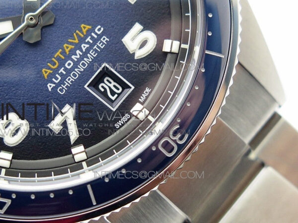 Autavia WBE5116 42mm SS TAR 1:1 Best Edition Blue Ceramic bezel Blue Dial on SS Bracelet SW200 - Image 6
