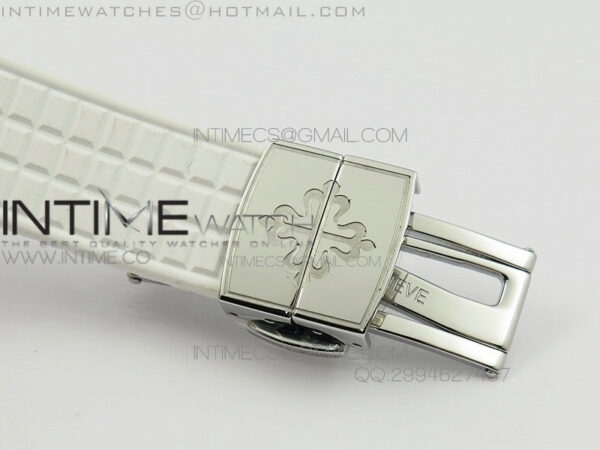 Aquanaut Jumbo SS 1:1 Best Edition White Dial on White Rubber Strap Ronda Quartz - Image 11