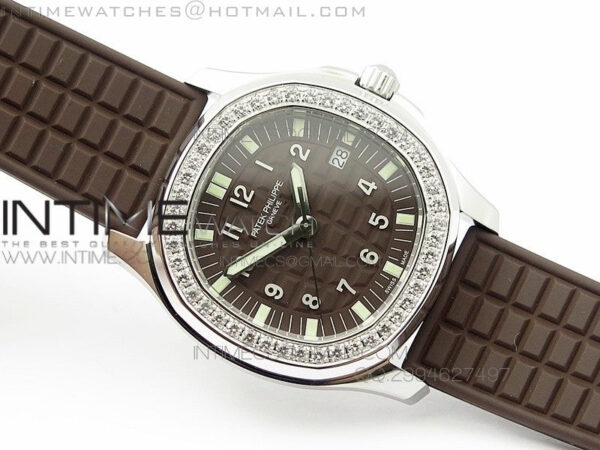 Aquanaut Jumbo SS 1:1 Best Edition Brown Dial on Brown Rubber Strap Ronda Quartz - Image 5