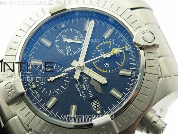 Avenger Chrono SS Yellow Second hand B50 Blue Dial on SS Bracelet A7750 - Image 4