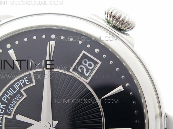 Calatrava 5153G SS ZF 1:1 Best Edition Black textured dial on Black Leather Strap A324CS - Image 5
